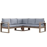 NATERIAL - Gartensofa Solaris - 5 Personen - Sitzkissen - Wasserabweisendes Polyester - Akazie - Grau