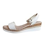 Sandalen Damen Sommer mit Absatz Pink Keilabsatz Einfarbig Schwarz Sommerschuhe Damen Blau Schlappen Freizeitschuhe Fussbett Freizeit Espadrilles Pantoletten Sandaletten Teenager Mädchen