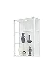 BR-Wohndesign Hängevitrine 82x56x25,2 cm in Weiss mit 2 Glasböden mit LED, perfekt für Sammler