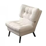 LEIYTFE Verstellbarer Rückenlehnstuhl,Armloser Stuhl Für Das Wohnzimmer,Entspannender Faulenzersessel,Doppellagig Gepolstert,Komfort Freizeitstuhl Moderner Akzentstuhl (Color : Beige)