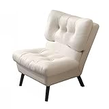 LEIYTFE Verstellbarer Rückenlehnstuhl,Armloser Stuhl Für Das Wohnzimmer,Entspannender Faulenzersessel,Doppellagig Gepolstert,Komfort Freizeitstuhl Moderner Akzentstuhl (Color : Beige)