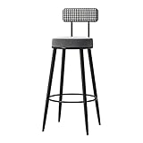 ARTSIM Barhocker, 1er-Set, Frühstücksküchen-Thekenhocker mit Rückenlehne und Metallbeinen, Samt-Barstühle, hohe Hocker für Kücheninseln/Hausbar (grau, Höhe 60 cm)