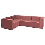 postergaleria Modulares klappbares Ecksofa 280x190 cm rosa - Couch L Form aus Velourstoff - 3-sitziges klappbares Ecksofa mit Modulen zur Selbstmontage, Wohnzimmer Möbel, Modulares Sofa