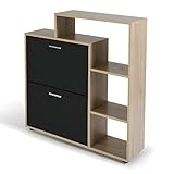 Masalb Schuhschrank für 12 Paar Schuhe - Schuhschrank mit Ablagen, 87x24x90 cm, 2 Ebenen, geschlossen - für Flur & Eingangsbereich, schmal und hoch Holz