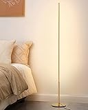 EDISHINE Stehlampe Wohnzimmer, LED Stehlampe Dimmbar, 3000K Warmweiß, Stehleuchte Modern mit Fußschalter, 146cm Gold Lichtsäule für Wohnzimmer, Schlafzimmer und Büro