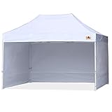 ABCCANOY 3X4.5m Pavillon wasserdicht Pop-Up Gartenpavillon Festival Sonnenschutz mit 4 Seitenteilen+Handtasche,Weiß,mit Rädern, Aufbewahrungstasche,