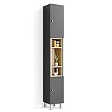 Vicco Badschrank AQUIS Anthrazit Eiche 200 cm - Badezimmerschrank Hochschrank Bad Schrank Badregal
