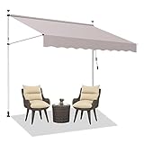 Jopassy Klemmmarkise ohne Bohren 250cm mit Handkurbel Balkon,Beige Balkonmarkise, UV-beständig höhenverstellbar wasserabweisend,für Balkon