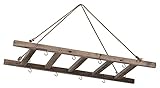 Möbel Jack Hängeleiter Hängeregal Blumenampel Holzleiter Dekoleiter mit Seil zum hängen | mit 8 Haken | Holz | Braun | 80 cm x 30 cm