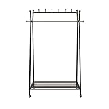 Garderobe, Schlafzimmer Metall Kleiderbügel, Bodenrolle Beweglich Wäscheständer, Einfaches Aufhängen Im Haushalt Kleiderstange, Rohraufhänger Mit Ablagebrett Und(Size:100x37x175cm,Color:black-1 layer)