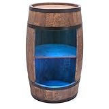 CREATIVE COOPER Weinregal Holz mit LED-Leuchten - Weinschrank Mini Bar - Alkohol Schrank Mann - Barschrank - Fass bar - 80cm hoch - Retro deko Bar Regal - Hausbar Theke - Fassbar - Fassmöbel (Wenge)