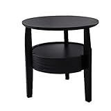 HASMI Nachttisch Runder Nachttisch Holz Nachttisch mit 1 Schubladen Mid Century Modern Stil for Schlafzimmer Büro Tall End Table, 19.7 'L x19.7 W X19.7 H Bedside Table (Color : Schwarz)