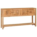 vidaXL Teak Massiv Sideboard Kolonialstil mit 4 Türen 1 unterem Regal Kommode Anrichte Konsolentisch Beistelltisch Schrank 140×30×75cm