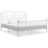 vidaXL Bettgestell Metallbett Schlafzimmer Bett Doppelbett Schlafzimmermöbel Bettrahmen Lattenrost Pulverbeschichtetes Metall Weiß 180x200cm