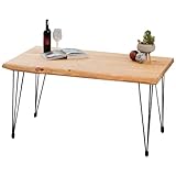 Gozos Berne Esstisch Massivholz aus Baumstamm - Holztisch Esszimmer 120x80 aus massiven Holz mit Pingu-Metallbeinen - Baumkantentisch handgefertigt aus Echtholz - Tisch mit massiver Tischplatte 50mm