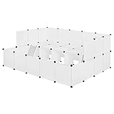 EUGAD Freigehege für Kaninchen, Freilaufgehege Kaninchen, Meerschweinchen Gehege, Kleintiergehege Indoor, Weiß BHT 181x72x145cm