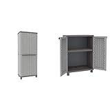 Terry, C-Wood 3680, Besenschrank mit Zwei Türen in Holz-Optik - 68x39x170 cm & Jwood 68, Schrank mit Zwei Türen in Holz-Optik, 1 bewegbarer Einlegeboden - 68X37,5X91,5 cm