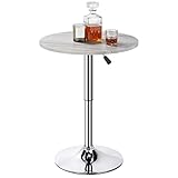 Yaheetech Runder Bartisch | Höhenverstellbar 69,5–91 cm | Stehtisch Bistrotisch 360° Drehbar | Tisch Partytisch Ø 60cm | Multifunktional Empfangstisch für Zuhause/Club/Pub | Grau