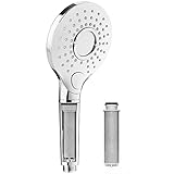 Rainsworth Duschkopf mit Filter Rund, 3-Funktionen Filtrieren Handbrause, Antikalk Duschkopf, Hochdruck Duschkopf Filter, Entfernen von Chlor und Verunreinigungen im Wasser, Chrom