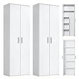 mokebo® Mehrzweckschrank Set 2-teilig 'Die Allzweckwaffe', Schrank-Set mit Aktenschrank & Besenschrank in Weiß, auch als Moderne Wohnwand