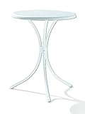 Sieger 100/W Bistro-Tisch mit mecalit-Pro-Platte Ø 60 cm, Stahlrohrgestell weiß, Tischplatte Marmordekor weiß