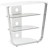 MAJA Möbel Media Modelle Glas TV-und HiFi-Rack, Metall Chrom-Weißglas, 80,9 x 67,1 x 40,0 cm