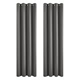 Deconovo Blickdicht Gardinen mit Ösen für Schlafzimmer Thermogardinen Vorhang Blackout Curtains, 245x140 cm(HöhexBreite), Dunkelgrau, 2er Set