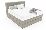 Stylefy Boxspringbett Sidney 140x200 cm inkl.Topper Strukturstoff Inari Beige Obermatratze: Taschenfederkern, Untermatratze: Bonellfederkern H3
