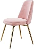 Küchen-Esszimmerstühle Wohnzimmer-Eckstuhl mit Metallbeinen Samtsitz und Rückenlehnen Küchen-Wohnzimmer-Lounge-Thekenstühle (Color : Pink, Size : 1pcs)