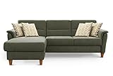 CAVADORE Schlafsofa Palera / L-Form Polstersofa mit Federkern, Schlaffunktion und Bettkasten / 244 x 89 x 163 / Chenille, Grün