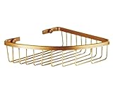 BODHIS Duschablage Badregal Badezimmer Regal Kupfer Badezimmer Dusche Eckregal Bad Caddy Organizer Korb Für Zuhause Duschregal Duschkorb (Color : Gold, Size : 18 * 18 * 5.5CM)