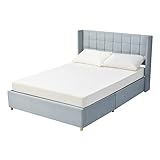 EVURU 140x200cm Blau-Grau Holländischer Samt Doppelbett mit Stauraum Polsterbett mit Hydraulikstange Bett mit Lattenrost aus Metallrahmen (Keine Matratze)