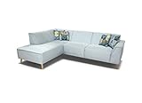 DOMO Collection Ecksofa Jules / Skandinavisches Sofa mit Federkern | 191 x 263 81 cm | Eckcouch mit Holzfüßen in hellblau
