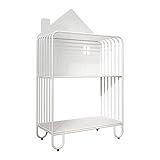 GRFIT Bücherregale 2 Stufe Metall Bücherregal Rack Kind Bücherregal Schlafzimmer Bild Buch Lagergestell Offenes Regal, L 24 '× D 11' × H 40,6' Bücherregale Standregal (Color : Wit)