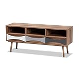 Baxton Studio Leane TV-Ständer mit 3 Schubladen, Holz, Braun