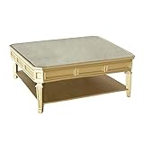Kaffeetische Luxuriöser Retro-Couchtisch, quadratischer Wohnzimmertisch, Sofatisch mit Spiegelplatte und offenem Ablagefach, Massivholzbein, for Wohnzimmer Beistelltisch ( Color : Gold , Size : 80*80*