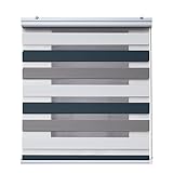 STORESDECO Doppelrollo Plus, Duo Rollo für Fenster und Türen, Zebra Rollo Premium-Finish mit Kassette, Lichtdurchlässig und verdunkelnd |Dreifarbig, 200 cm x 250 cm