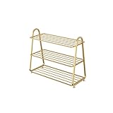 Schuhschrank Schuh Rack 3-Lagen-Boden-stehender Schuhregal Schmiedeeisen rutschfeste Schuh Lagerregal-Korridor-Wohnzimmer Schlafzimmer Shoe Storage Organizer Rack Schuhregal (Color : Gold)