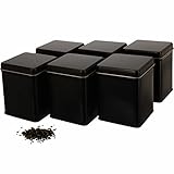 Dosenritter | 6x klassische eckige Teedose/Vorratsdose, STAPELBAR, aromadicht aus Metall für je 140g Earl Grey, inkl. 6 Etiketten | 9.8 x 7.6 x 7.6 cm (H,B,T) | auch ideal als Kaffee- oder Gewürzdose