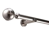 Deco-Raum Gardinenstange auf Maß 25mm Wandträger Style Rohr Endstück Kugel edelstahl-optik nach Maß gefertigt, ohne Ringe 350 cm, geteilt