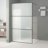 ZEYUAN Duschwand für Begehbare Dusche, Duschrückwand, Duschabtrennung, Glaswand Dusche, Duschtrennwand, Duschglaswand, Schwarz 115x195 cm Matt ESG-Glas