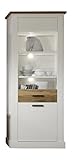 trendteam smart living TR Vitrine Wohnzimmerschrank | Landhausstil | Pinie Weiß | Nussbaum Satin | 80 x 210 cm