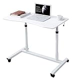 Tisch Nachttisch, C-förmiger Sockel, Laptop-Schreibtisch, Home-Office-Tage, Overbed-Tisch, mobiler Schoßtisch, multifunktional und praktisch, für drinnen und draußen, Beistelltisch mit Räder