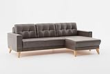 CAVADORE Ecksofa Lima mit Longchair / L-Form-Couch in Wildlederoptik mit Schlaffunktion + Bettkasten / Holzrahmen + Steppung im Rücken / Mikrofaser, Hellbraun
