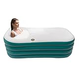 Mobile Badewanne Aufblasbar 156 x 84 x 52cm, Faltbare Freistehende Badewannen mit Elektrische Pumpe, für Dusche, Badezimmer, Balkon und Hinterhof