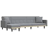 vidaXL Schlafsofa L-förmig 275x140x70 cm Stoff hellgrau