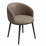 YCZHD Freizeit Stühle, Küche Esszimmer Stuhl Moderne Mid-Century Bequeme PU Leder Stuhl Rücken Freizeit Seitenstühle mit Metallbeinen für Küche Wohnzimmer(Color:Khaki)