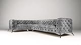 ROVERTI Ecksofa Royal, 5-Sitzer Eckcouch Links, Chesterfield-Ecksofa Sofa für Wohnzimmer Lounge, Couch mit verchromten Füßen, Möbel, Freistehende Polster Sofas & Couches Grau 323 x 73 x 200 cm