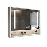 Badezimmerschrank Spiegel Wandmontage Schrankspiegel mit Licht Silber Spiegel Smart Touch Spiegel Sterilisation und Desinfektion Schrank Geeignet für Ruhezimmer Badezimmer (Größe: 80 cm)