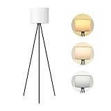 BBHome Stehlampe LED Dimmbar, mit 3 Farbtemperaturen E27 Glühbirne, Stehleuchte Moderne mit Dreibeinstativ aus Metall, Stehlampe Wohnzimmer für Wohnzimmer, Schlafzimmer, Arbeitszimmer, Büro, Schwarz